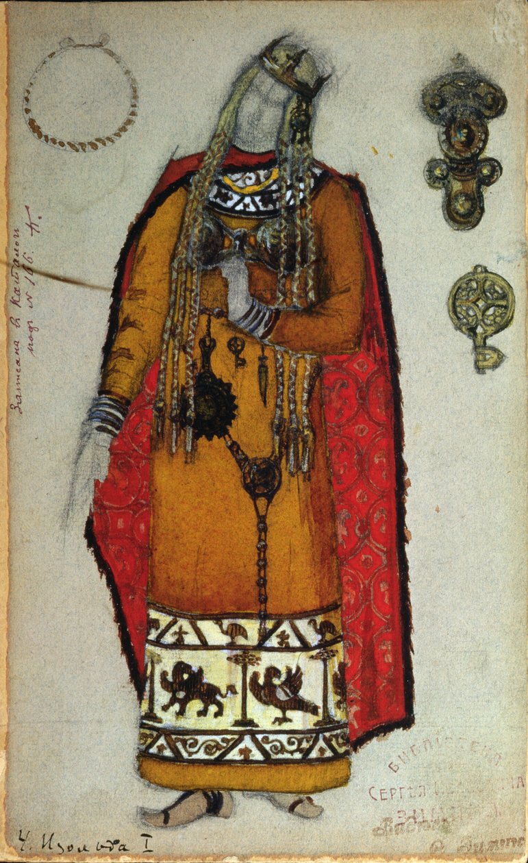 Kostymedesign for "Tristan og Isolde" av Wagner, 1912 av Nicholas Roerich