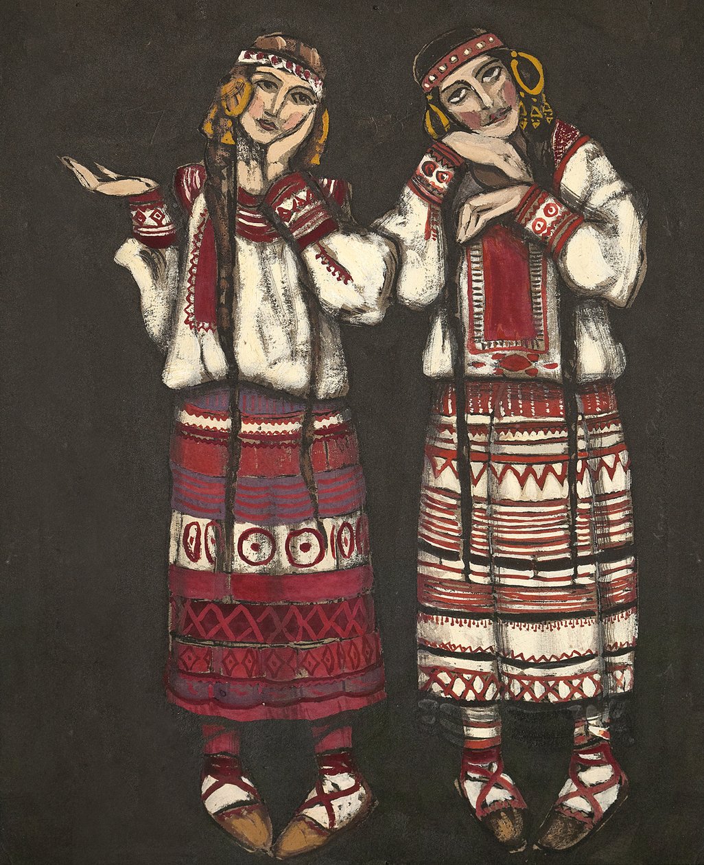 Kostymedesign for balletten The Rite of Spring Le Sacre du Printemps av I. Stravinski, 1930 av Nikolai Konstantinowitsch Roerich