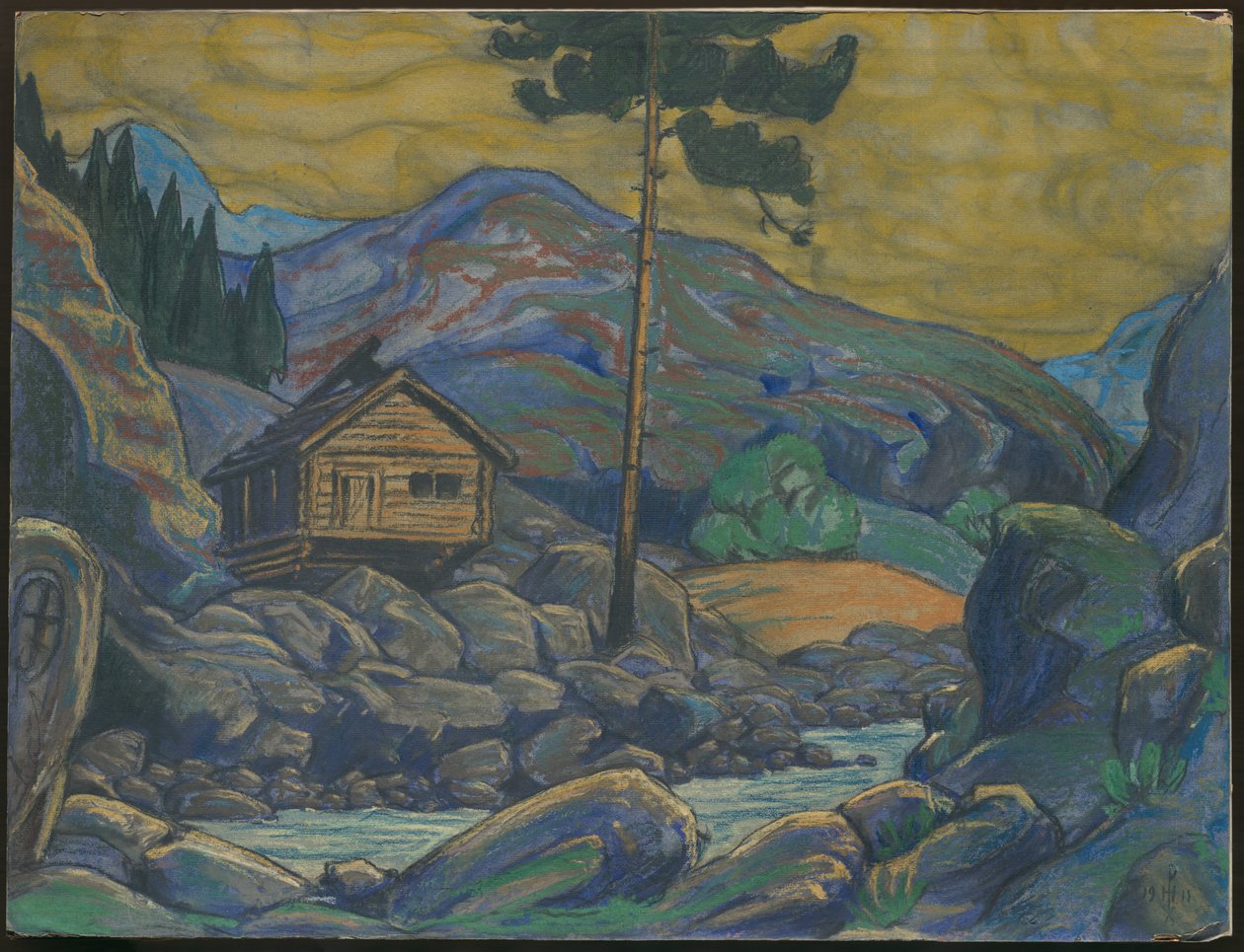 Hytta i fjellet, dekor for Ibsens drama "Peer Gynt", 1911 av Nicholas Roerich