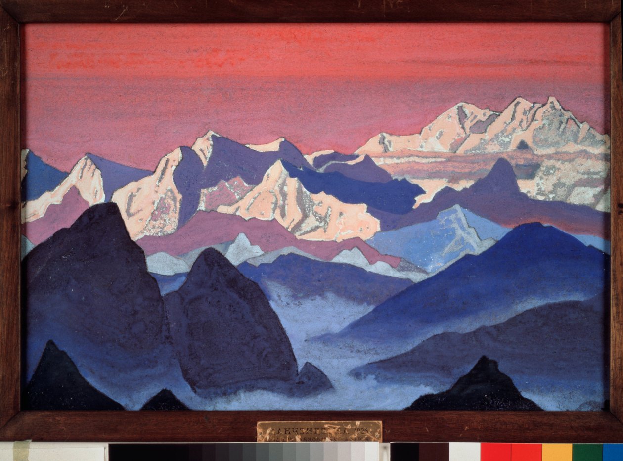 Kangchenjunga. Himalaya (Tibet). Maleri av Nicolas (Nicholas) Roerich (1874-1947), tempera på lerret av Nicholas Roerich