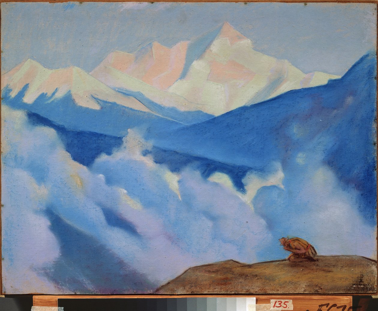 Himalaya (Tibet). Verk av Nicholas Roerich (1874-1947), tempera på papp av Nicholas Roerich