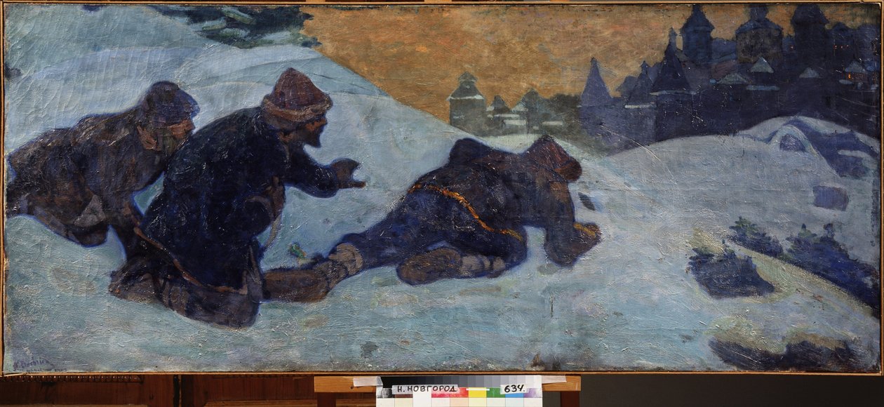 Spionene. Maleri av Nicholas Roerich (1874-1947), tempera på lerret av Nicholas Roerich