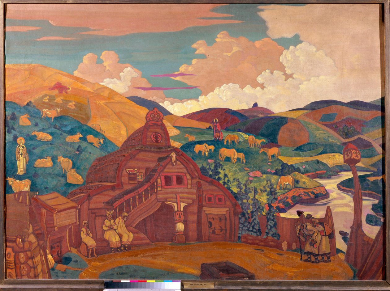 De tre gledene. Maleri av Nicolas (Nicholas) Roerich (1874-1947), tempera på lerret av Nicholas Roerich