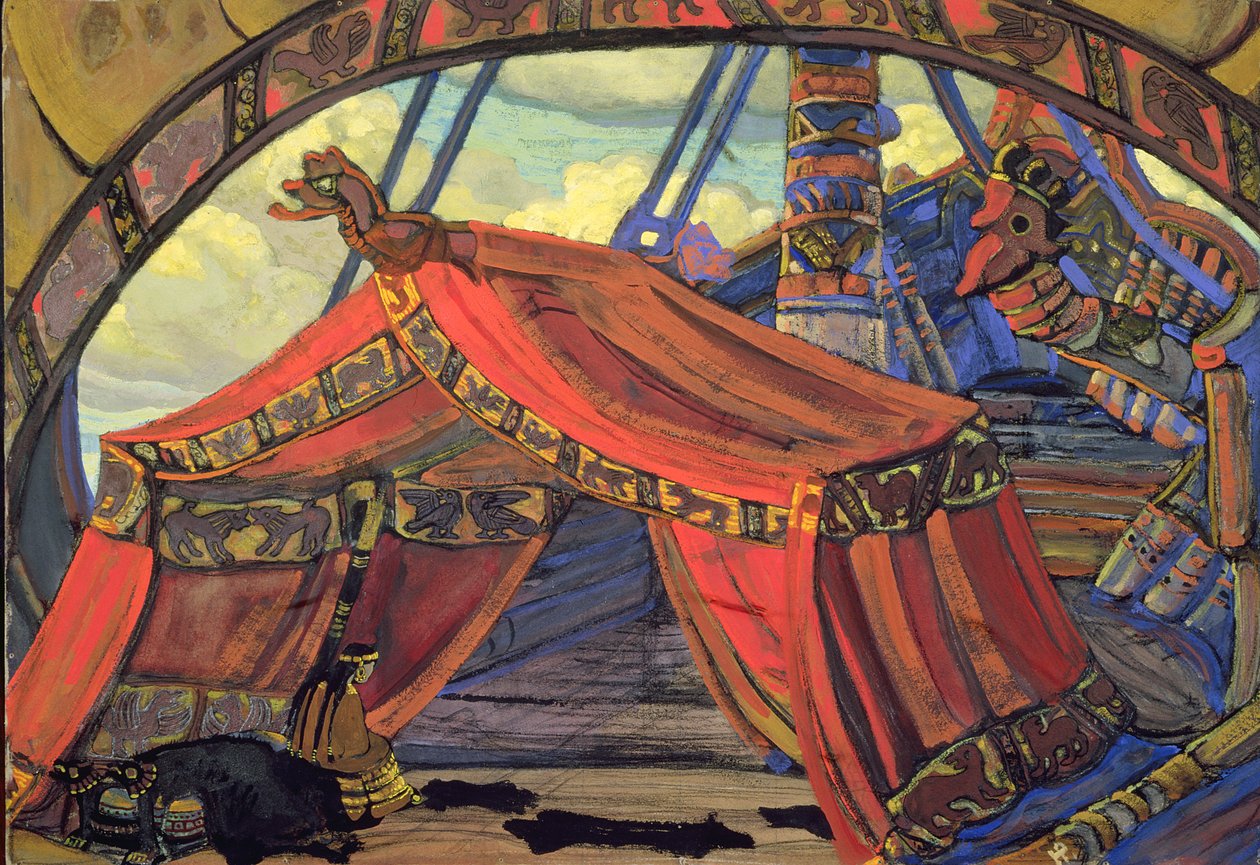 Scenedesign for "Tristan og Isolde" av Wagner, 1912 av Nicholas Roerich