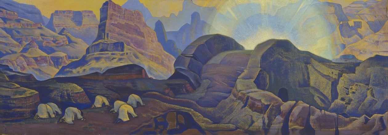 The Miracle (fra serien Messiah) av Roerich, Nicholas (1874-1947). Tempera på lerret, størrelse: 62x205 av Nicholas Roerich
