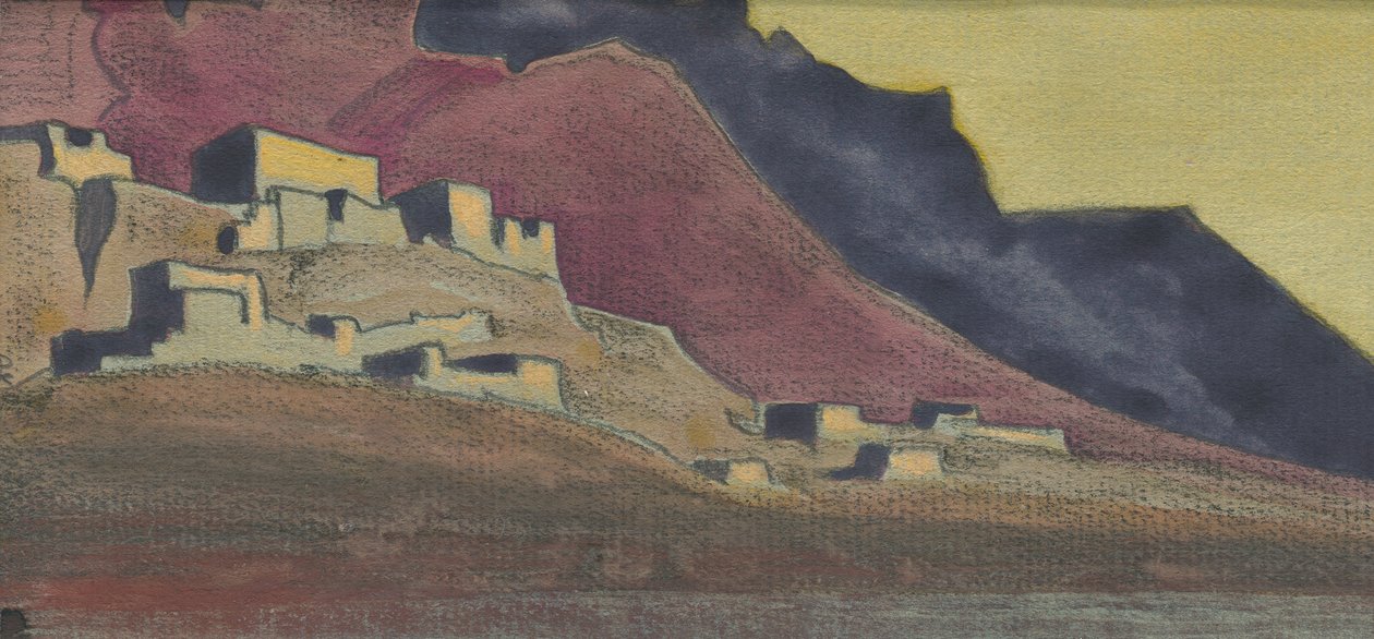 Tibetanske høyborg, skisse, 1932 av Nicholas Roerich