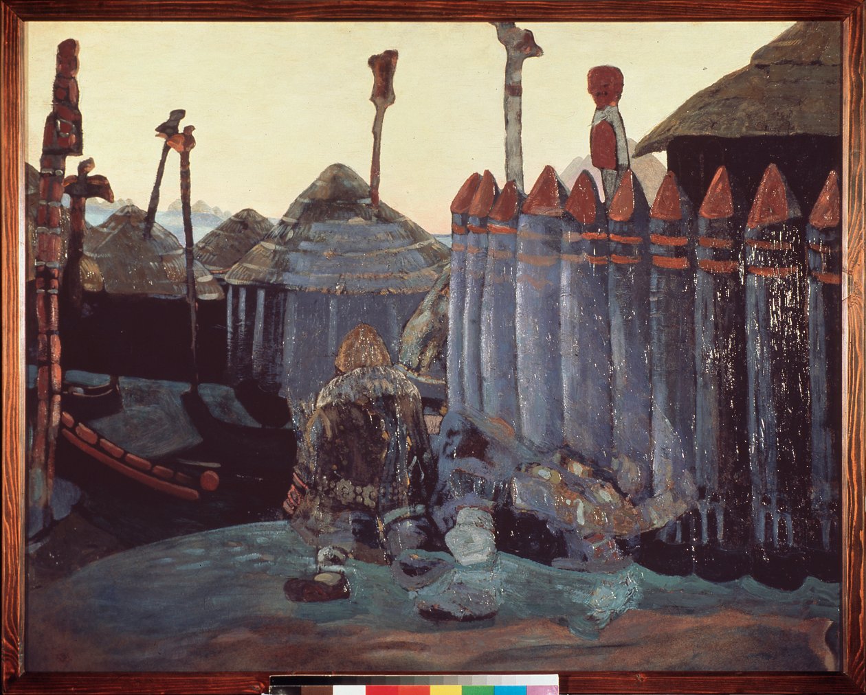En hedensk haug. (Middelalderen, Ukraina). Verk av Nicolas (Nicholas) Roerich (1874-1947), tempera på papp av Nicholas Roerich