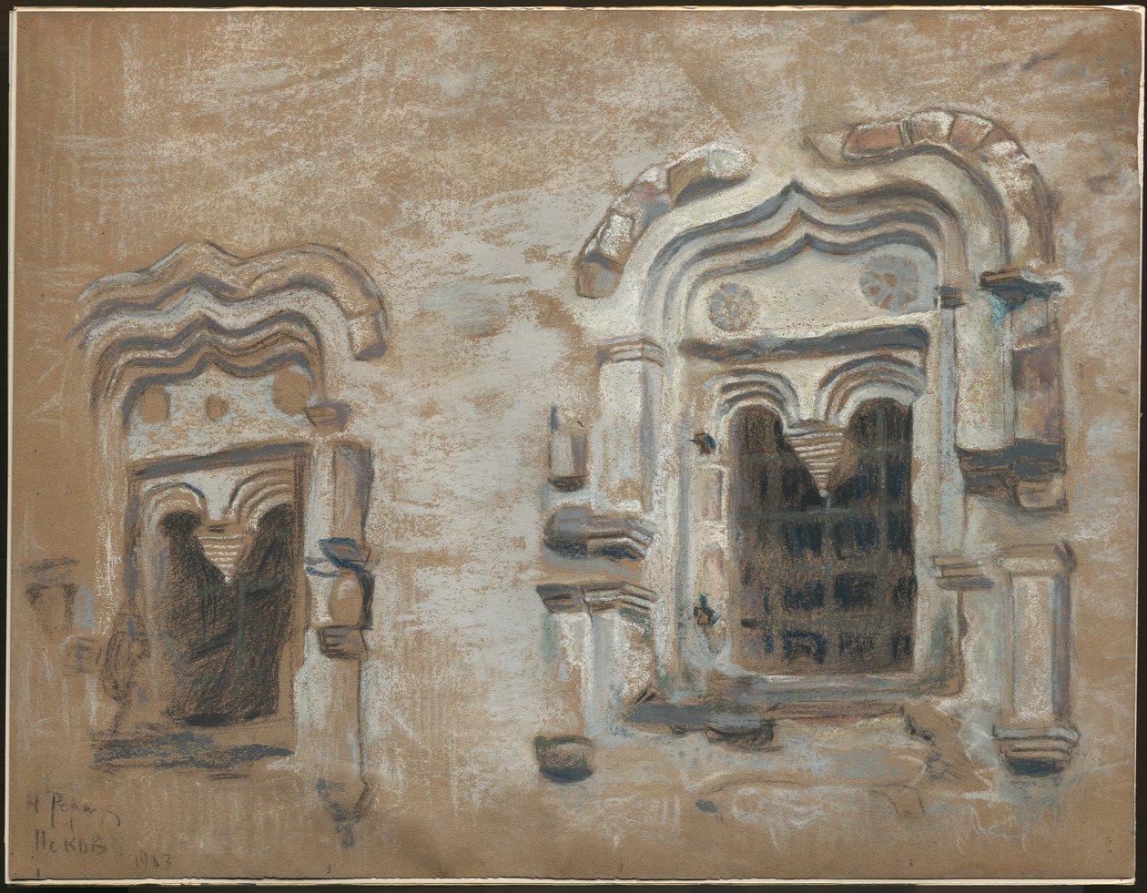 Vinduer i et hus fra 1600-tallet, Pskov, fra "Studier fra reise gjennom gamle russiske byer", 1903 av Nicholas Roerich