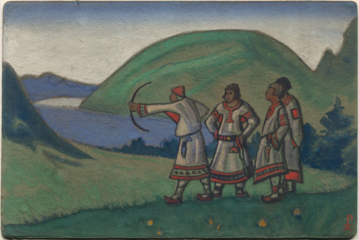 Ungdom, dekor og kostymedesign for Stravinskys ballett "Le Sacre du Printemps", 1944 av Nicholas Roerich
