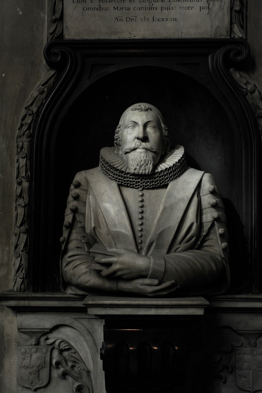Minnesmerke over Hugo Barker, 1632 (marmor) av Nicholas Stone
