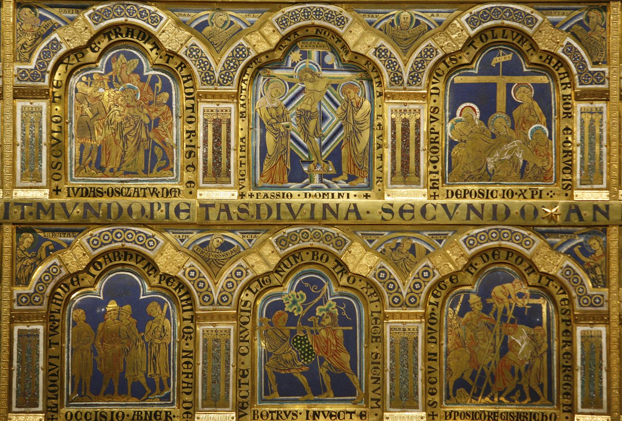 Verdun-alteret av Nicholas av Verdun (ca.1130/50-1205) ferdigstilt i 1181, Klosterneuburg, Østerrike, emaljerte paneler av Nicholas of Verdun