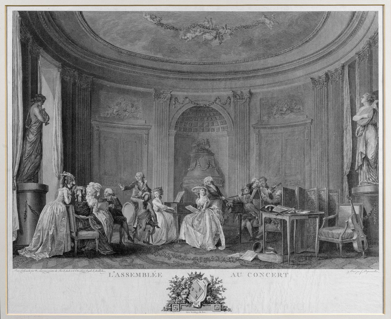 Forsamlingen på konserten, gravert av Francois Nicolas Barthelemy Dequevauviller (1745-1807) av Niclas II Lafrensen
