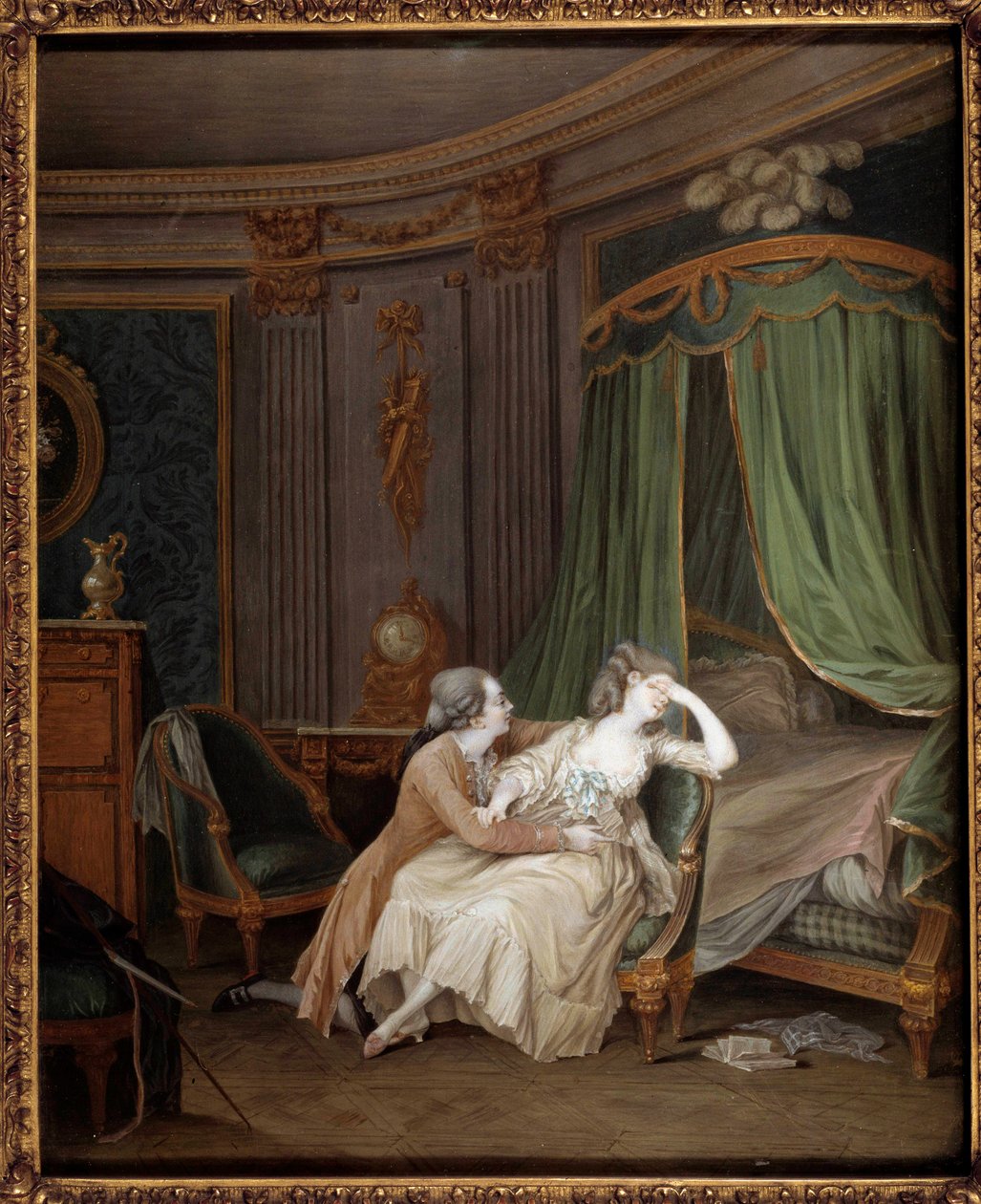 Sen omvendelse en mann, tilstår sannsynligvis en utroskap for forloveden som besvimer. Maleri av Niklas Lavreince (1737-1807) 1800-tallet Paris, Musee Cognacq Jay av Niclas II Lafrensen