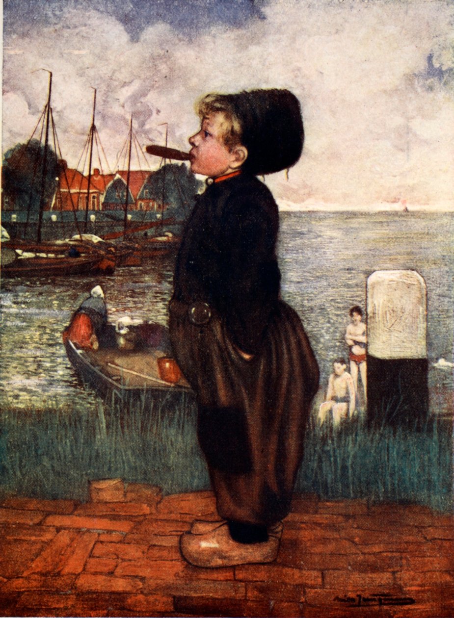En gutt som røyker, Volendam, 1904 av Nico Jungman