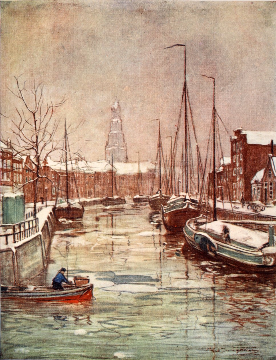 En Groningen-kanal tidlig på vinteren, 1904 av Nico Jungman