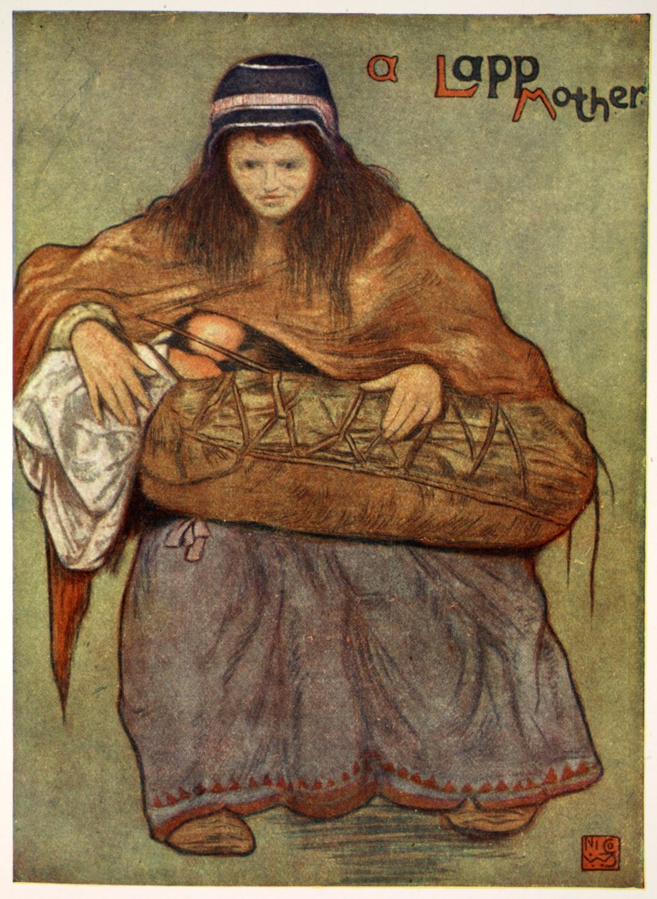 En samisk mor og barn, 1905 av Nico Jungman