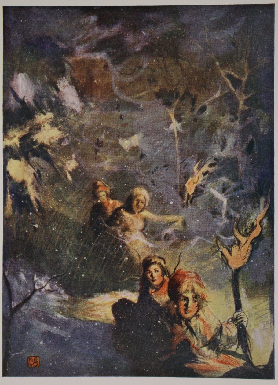 Slede med fakkellys, 1905 av Nico Jungman