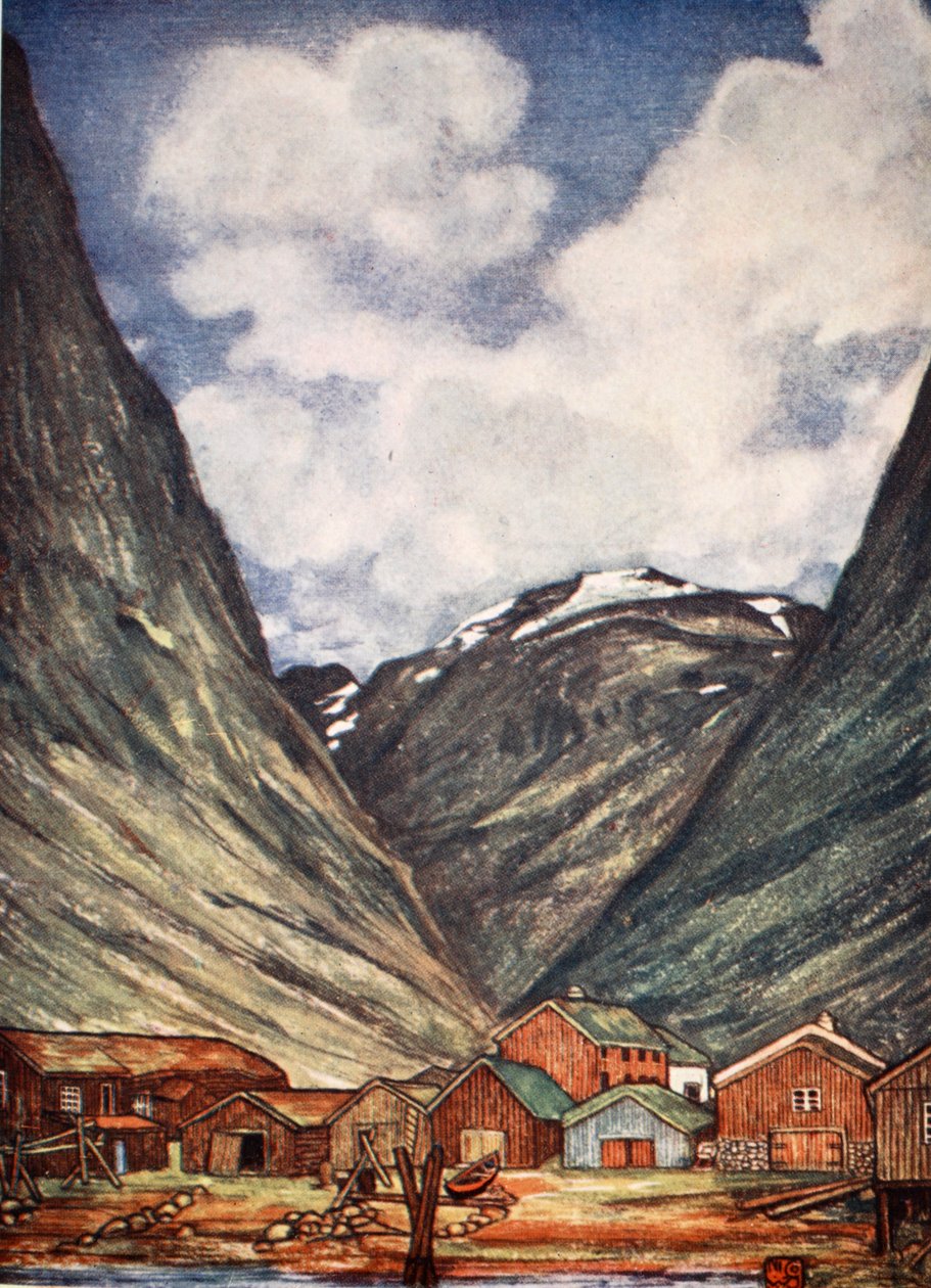 Snødekte fjell ved Sundalsoren, 1905 av Nico Jungman