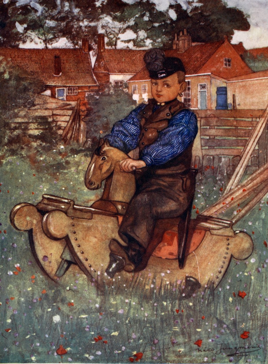 A Boy of Veere Astride a Rocking Horse, 1904 av Nico Jungman
