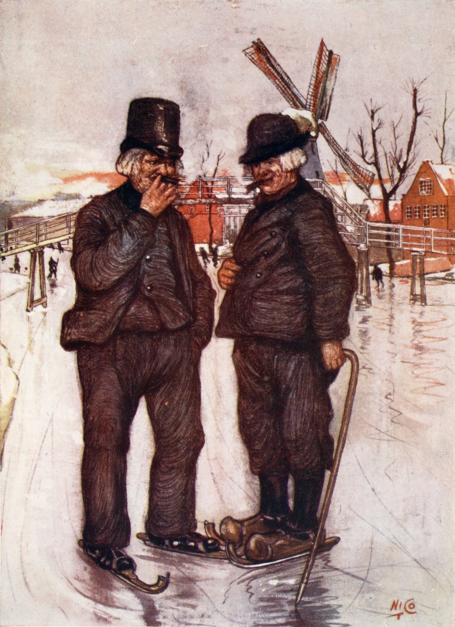 Gamle nederlendere på skøyter, 1904 av Nico Jungman