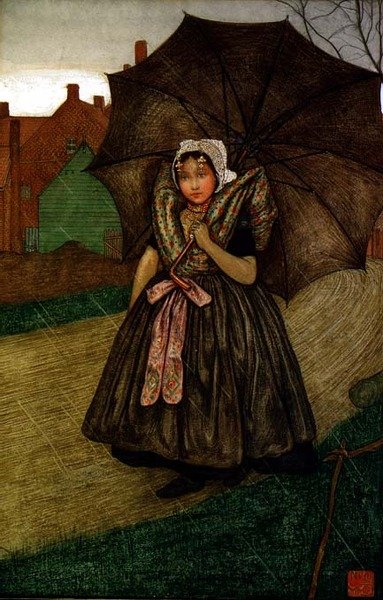 Dutch Girl in the Rain (pastell på papir) av Nico Jungmann