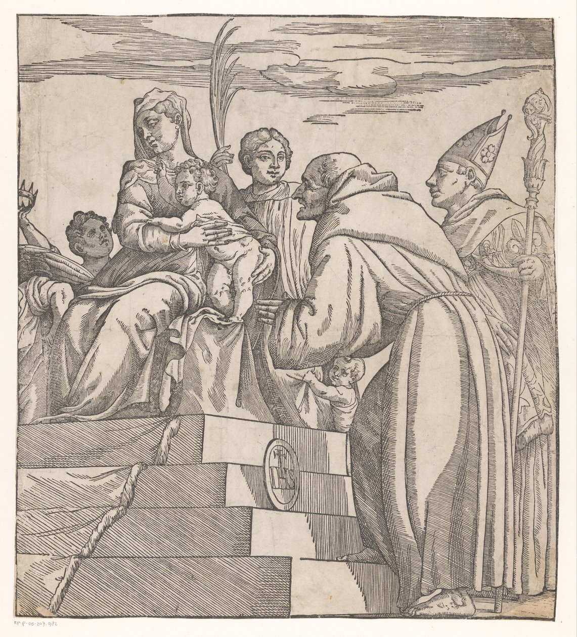 Doge Francesco Donato kneler foran Maria og Kristus (høyre halvdel) av Nicolò Boldrini (attributed to)