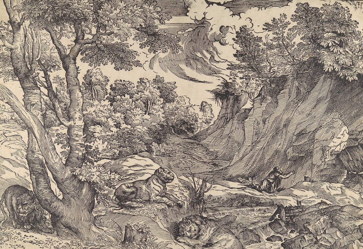 St. Hieronymus i villmarken, midten av 1500-tallet., midten av 1500-tallet. av Nicolò Boldrini.