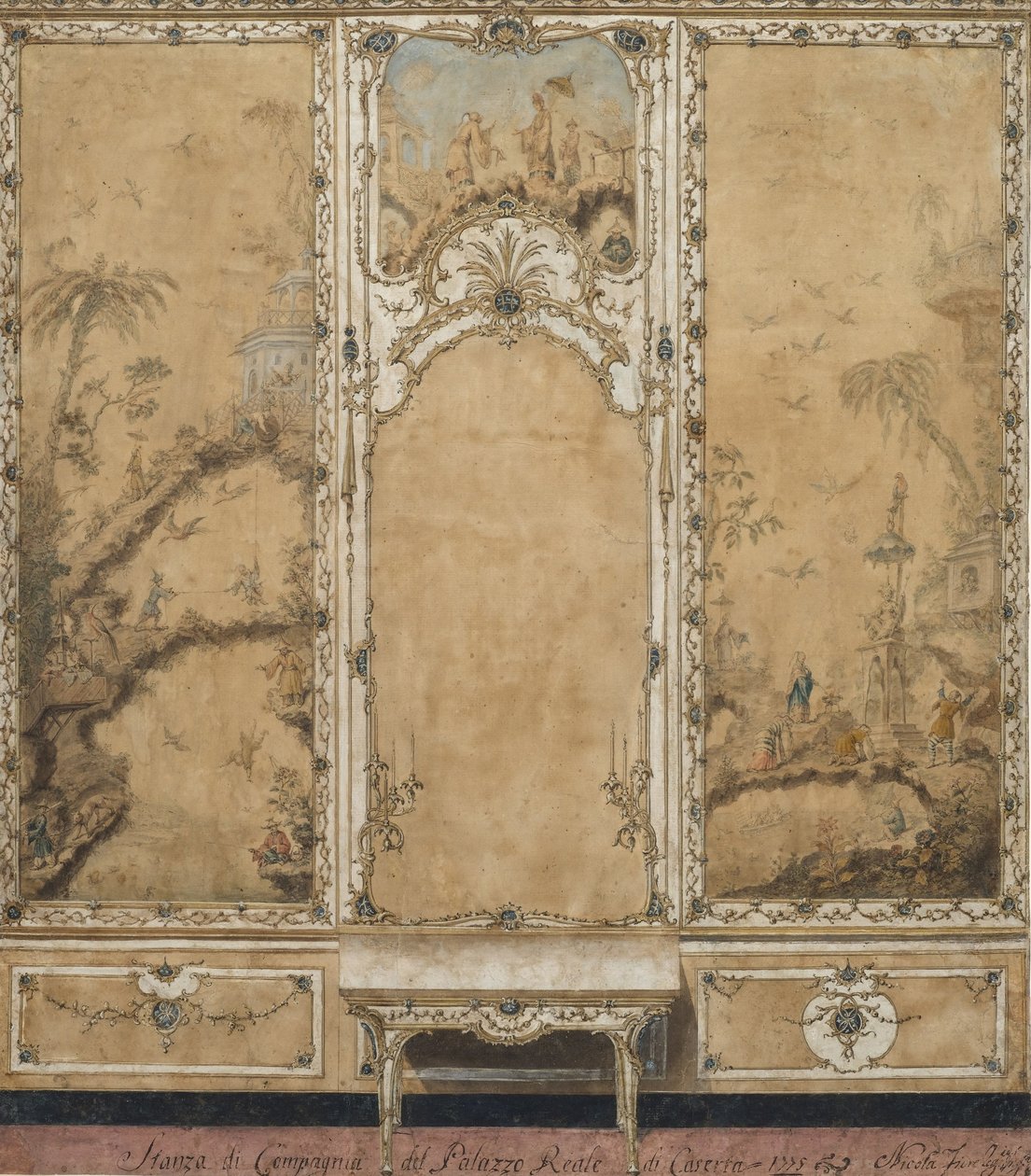 Veggdekorasjon for salongen på Palace of Caserta av Nicola Fiore
