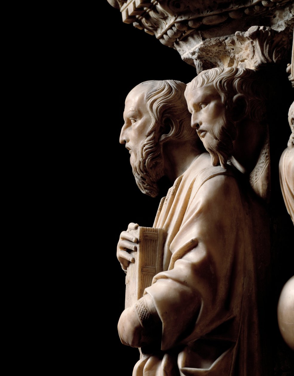 Gotisk kunst: En profet med en bok, detalj av relieffer av Preikestolen av Nicola Pisano