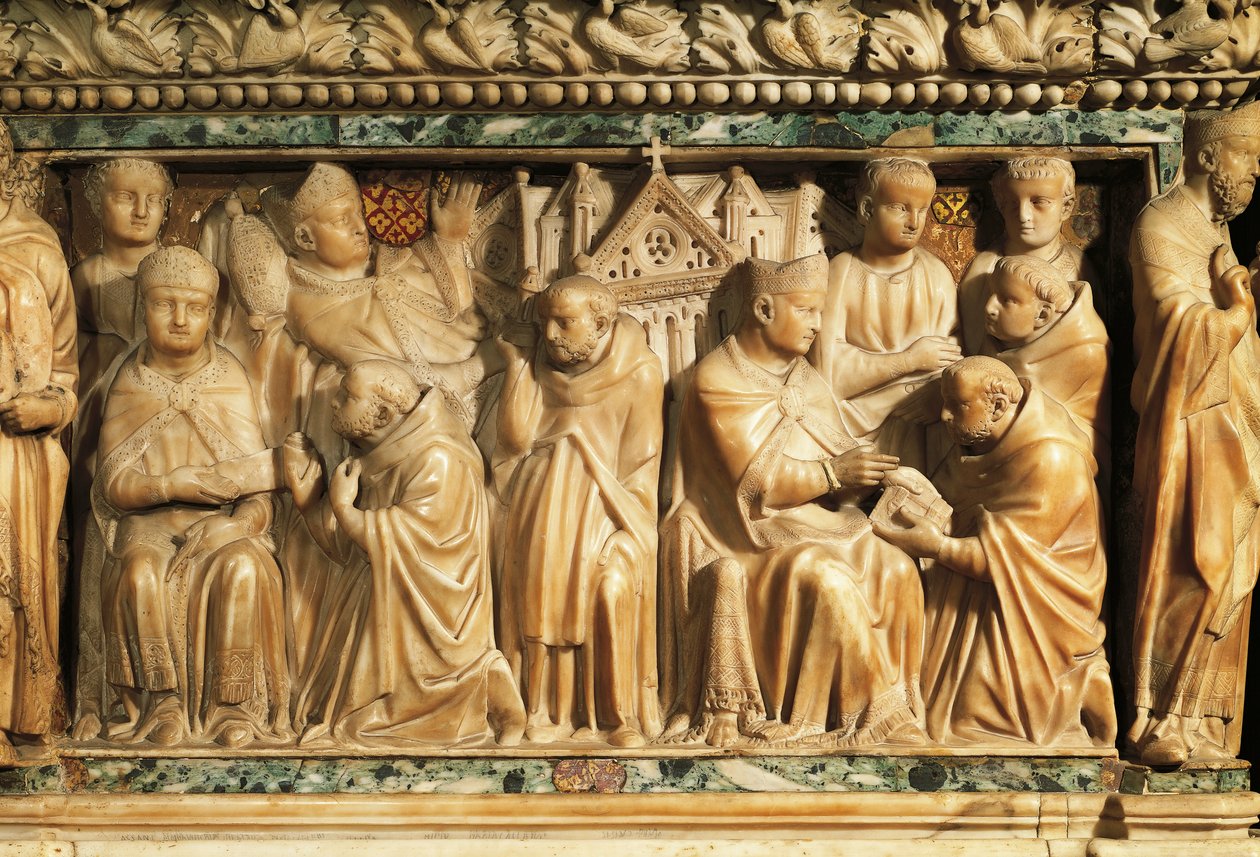 Relieff som viser godkjenning av ordre av pave Innocent III av Nicola Pisano