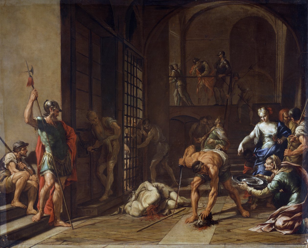 Halshuggingen av Saint John Baptist av Nicola Vaccaro (1634-1709, eller ca 1720), olje på lerret av Nicola Vaccaro