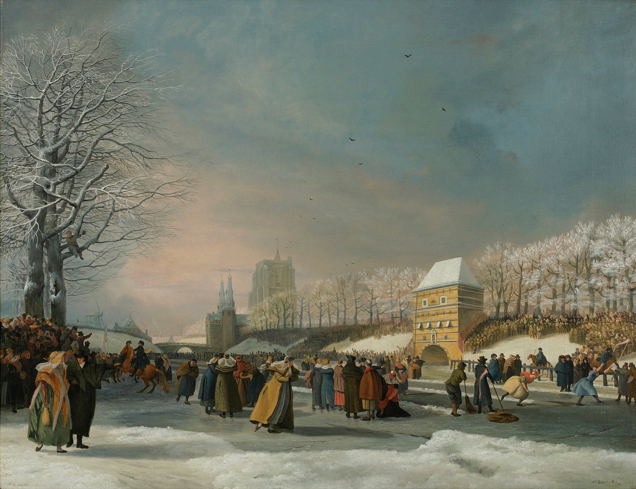 Kvinners hurtigløp på Westersingel i Leeuwarden, 21. januar 1809 av Nicolaas Baur