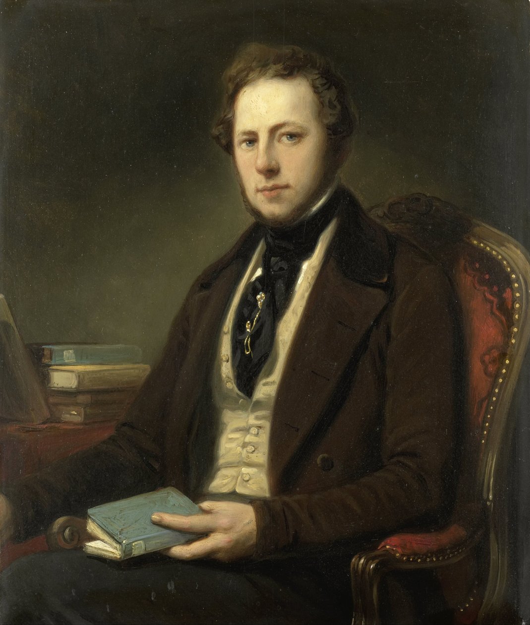 Portrett av en mann, kanskje Petrus Augustus de Genestet (1829-1861) av Nicolaas Pieneman (attributed to)