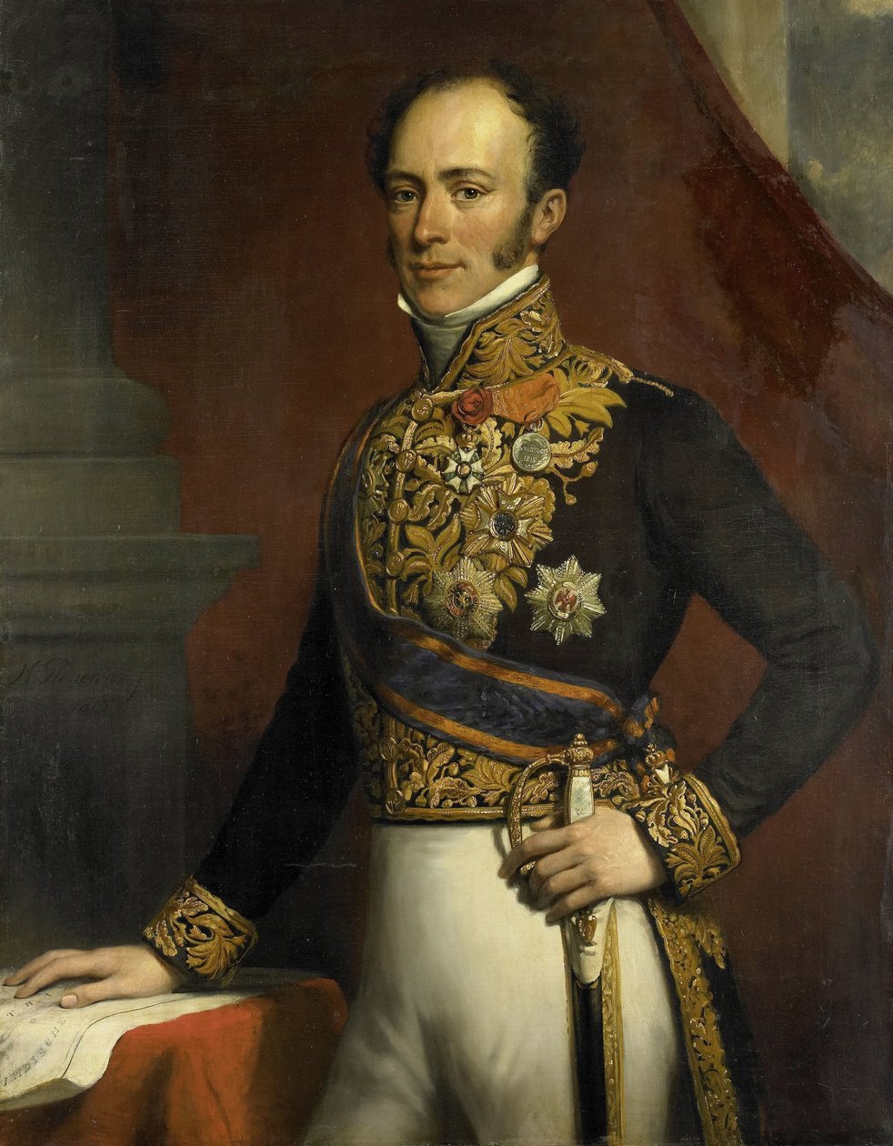 Portrett av Jan Jacob Rochussen, generalguvernør i Nederlandsk Øst-India av Nicolaas Pieneman