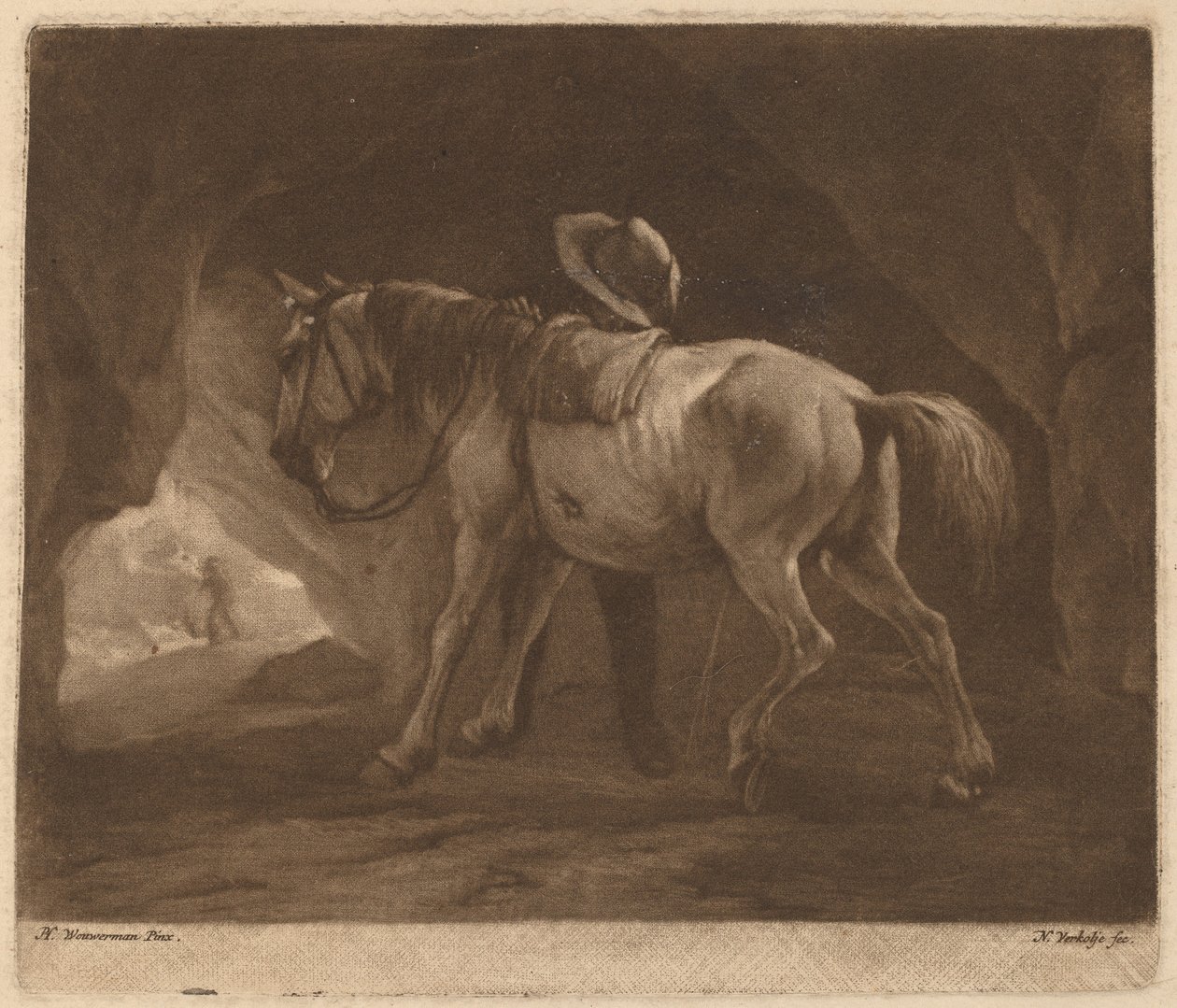Den pissehesten av Nicolaas Verkolje after Philips Wouwerman