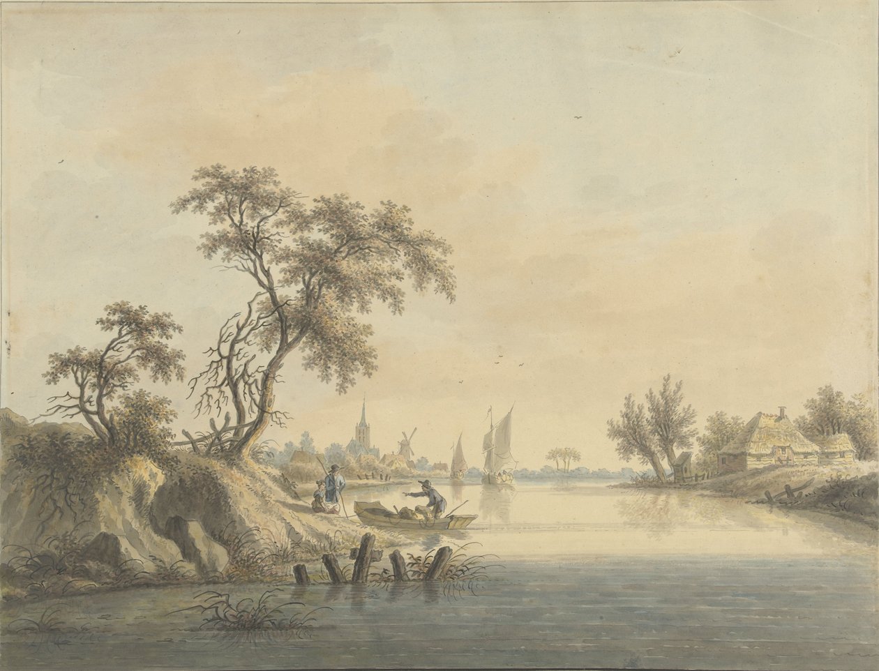 Utsikt over landsbyen Elst aan de Maas av Nicolaas Wicart