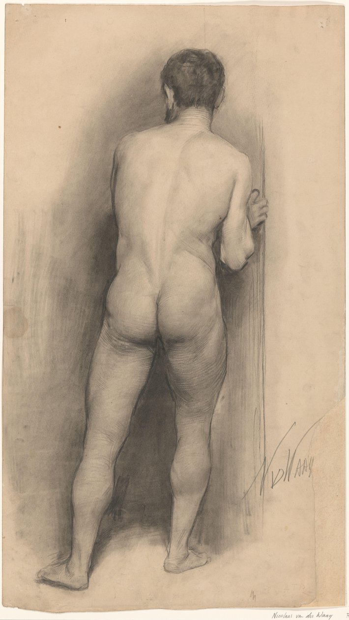 Naken mann sett fra baksiden av Nicolaas van der Waay (signed by artist)