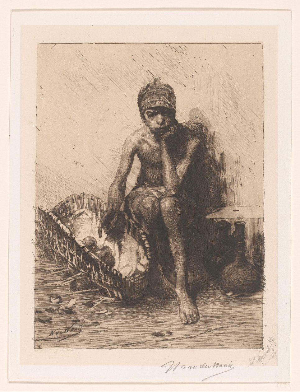 fruktselger av Nicolaas van der Waay (signed by artist)