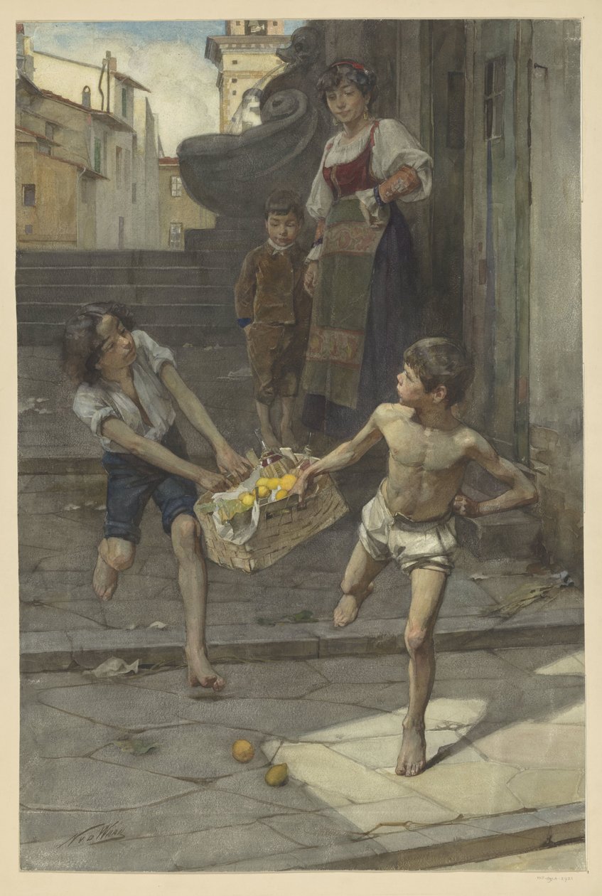 Gatebilde i en italiensk by av Nicolaas van der Waay