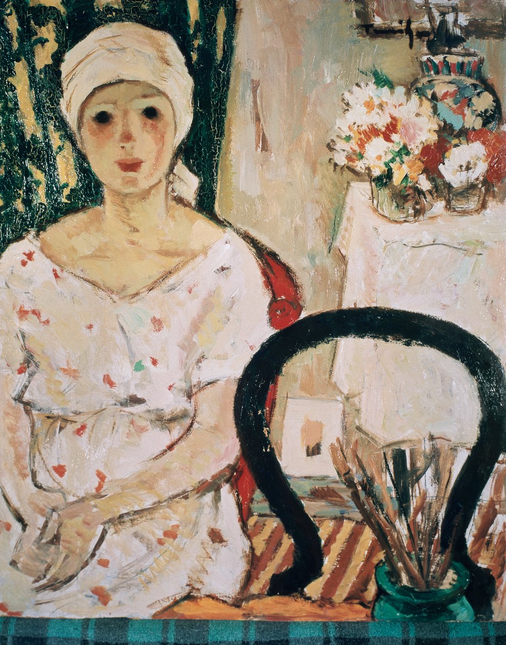 Kvinne i et interiør, av Nicolae Tonitza (1886-1940), olje på papp. Romania, 1900-tallet. av Nicolae Tonitza