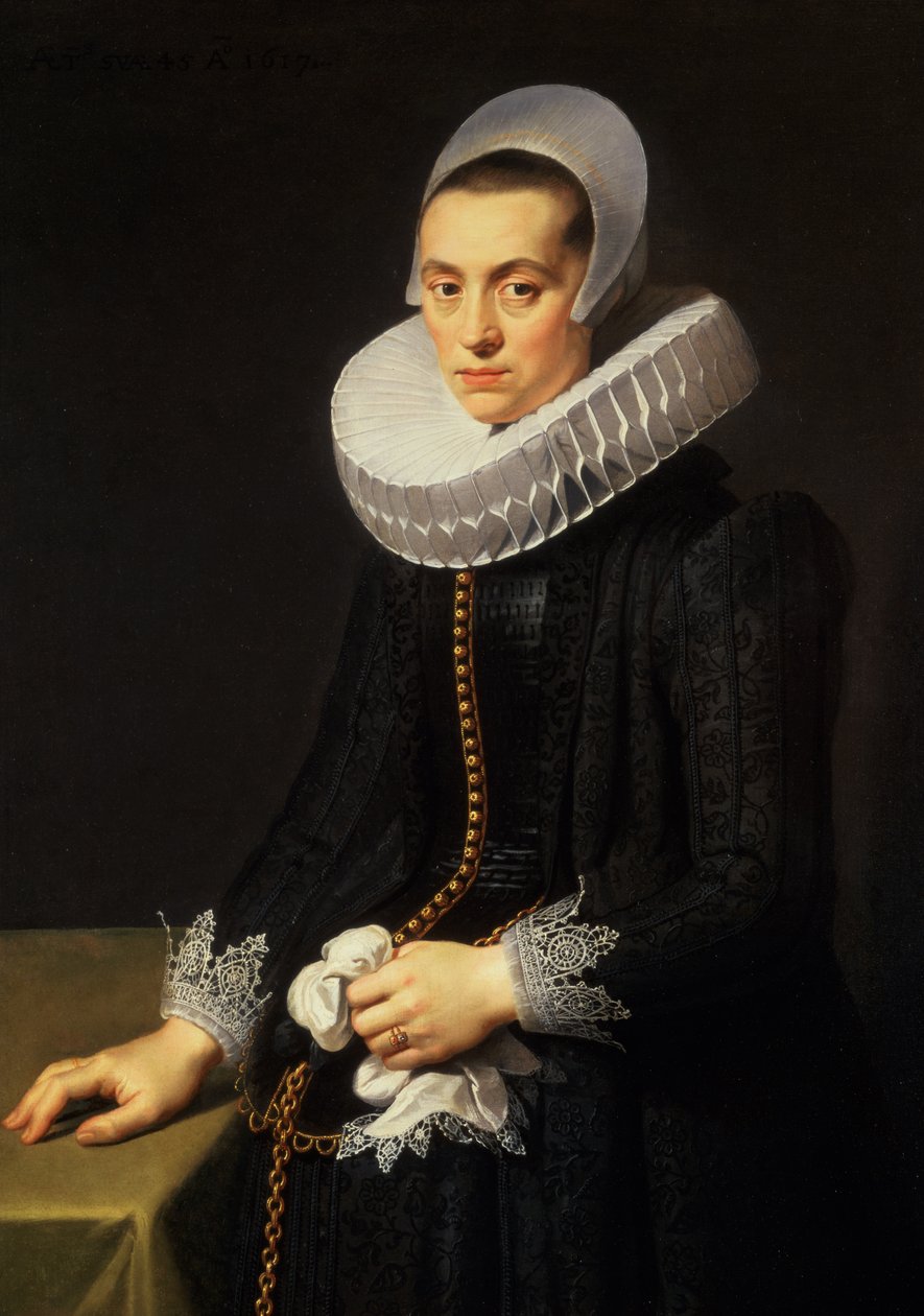 Portrett av en dame i en svart kjole av Nicolaes Eliasz