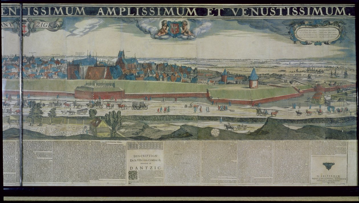 Panorama av Gdansk fra Biskupia Gorka, 1643 (fargets på papir forsterket med lerret) av Nicolaes Jansz Visscher