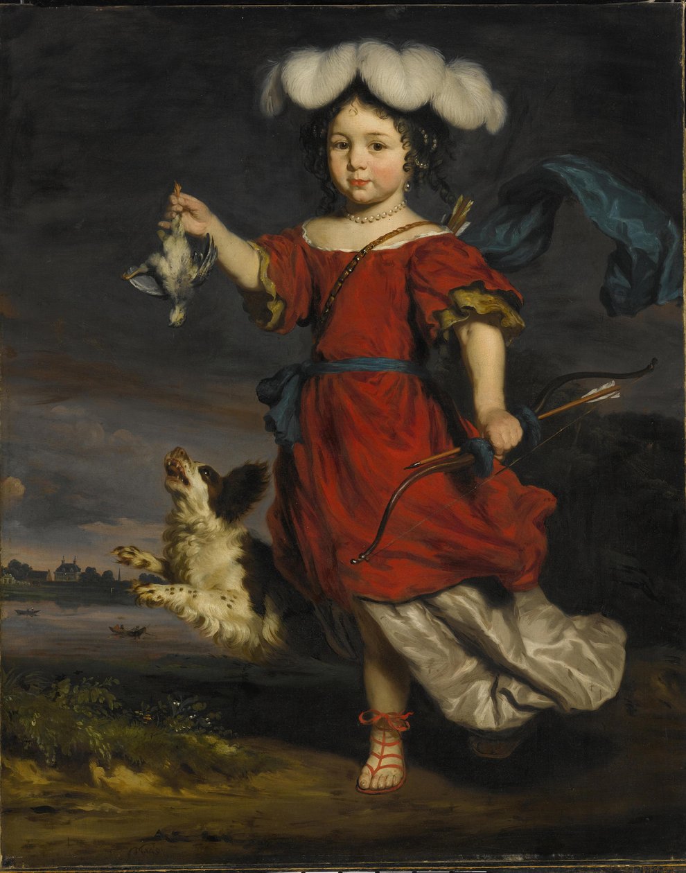 Et portrett av et barn i en geitevogn av Nicolaes Maes