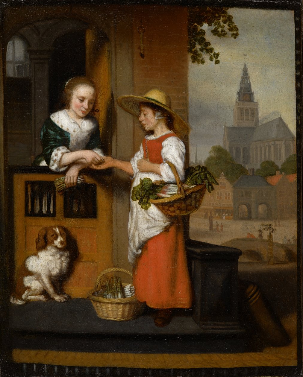 Grønnsakselger, ca. 1650 av Nicolaes Maes