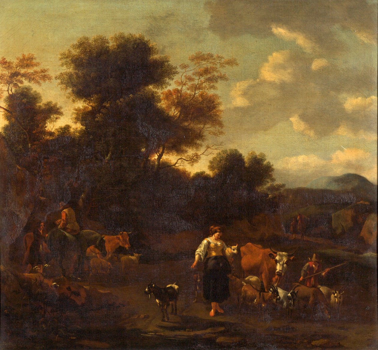 Landskap med figurer og dyr av Nicolaes Pietersz. Berchem