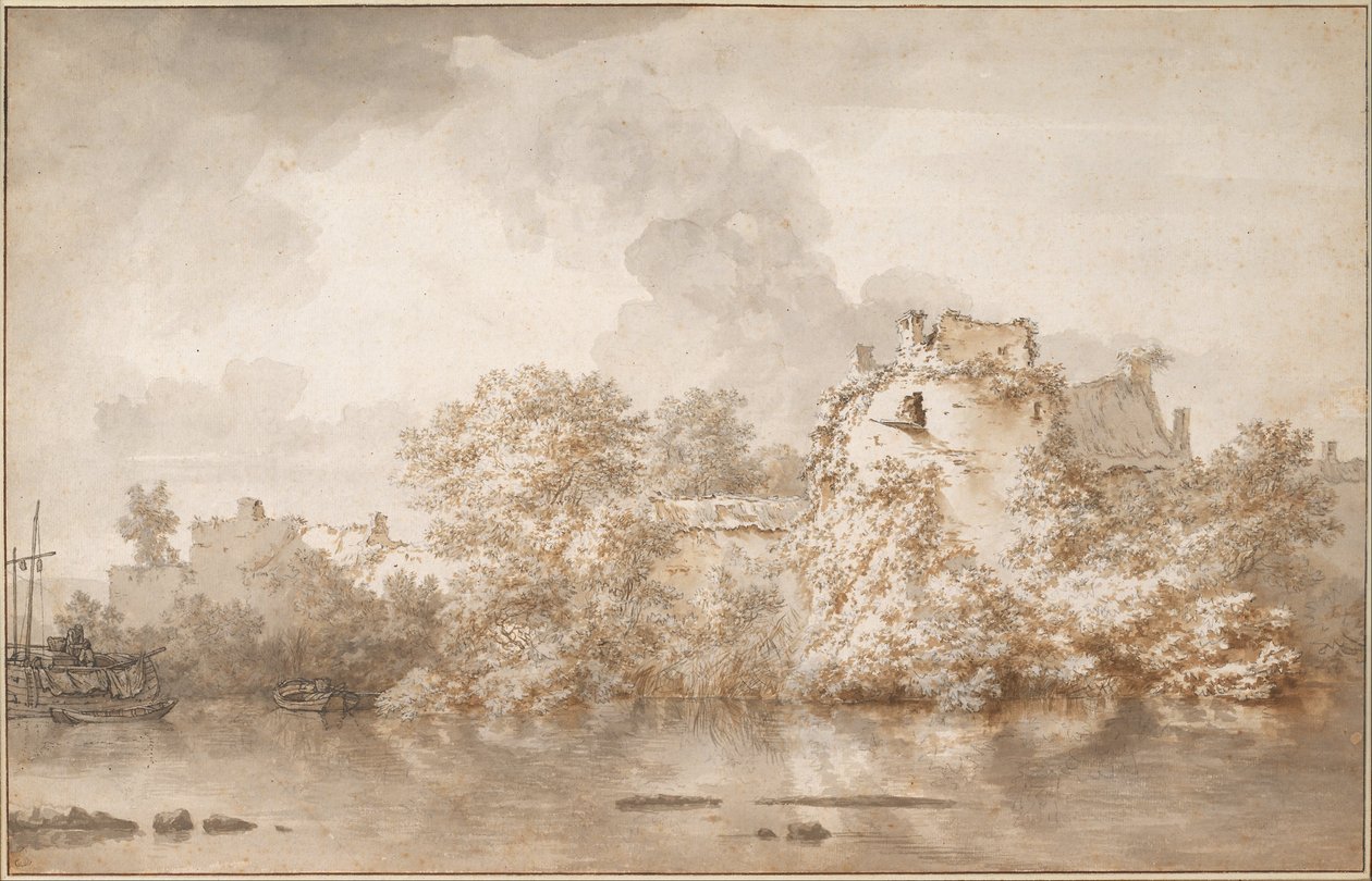 Elvelandskap nær Montfoort, ca. 1655 av Nicolaes Pietersz. Berchem