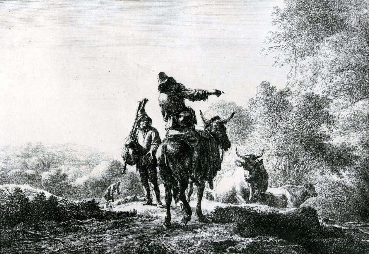 The Bag Piper av Nicolaes Pietersz. Berchem