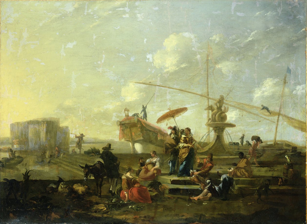 Den gamle havnen i Genova av Nicolaes Pietersz. Berchem