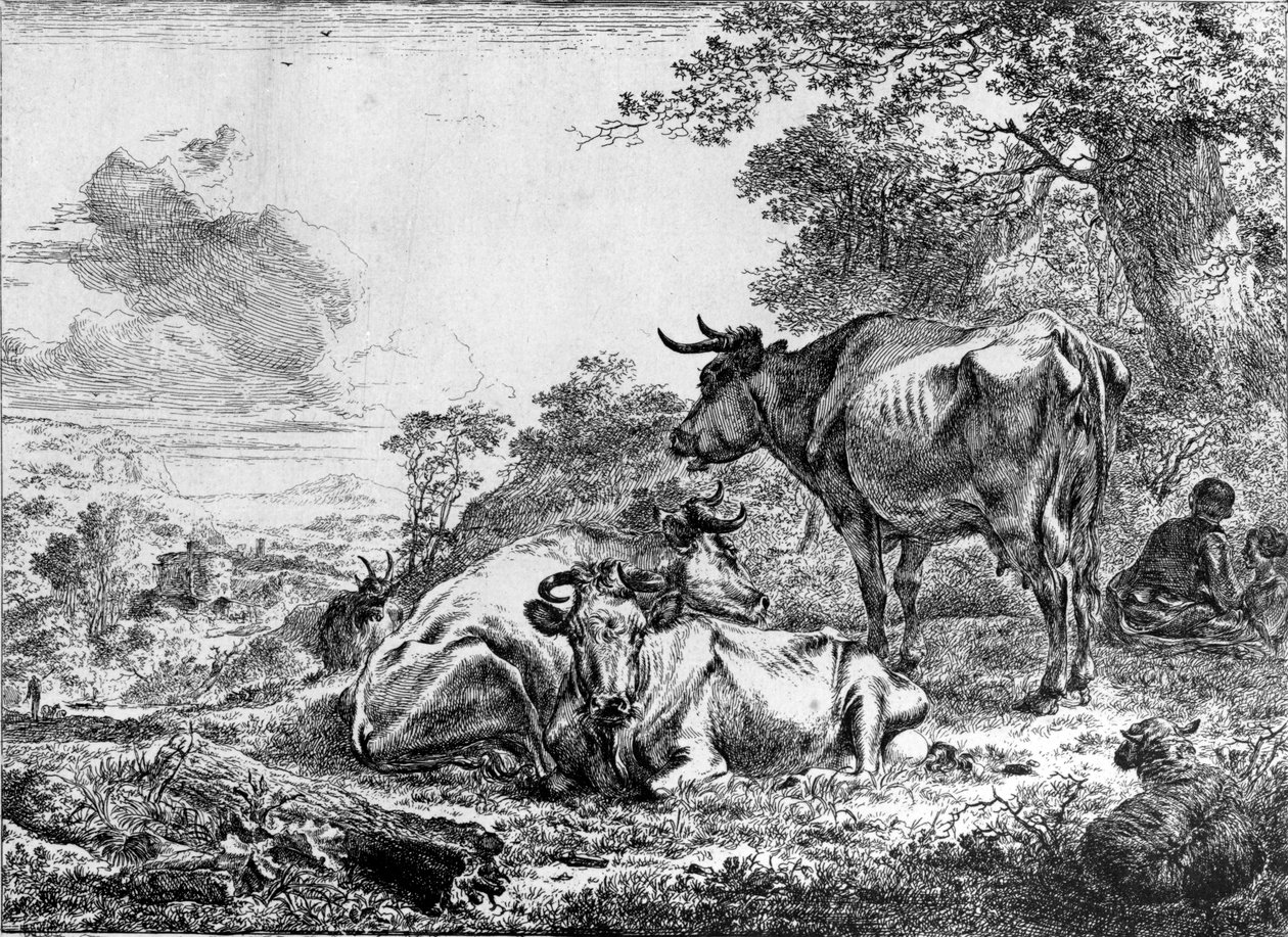 Tre kyr av Nicolaes Pietersz. Berchem