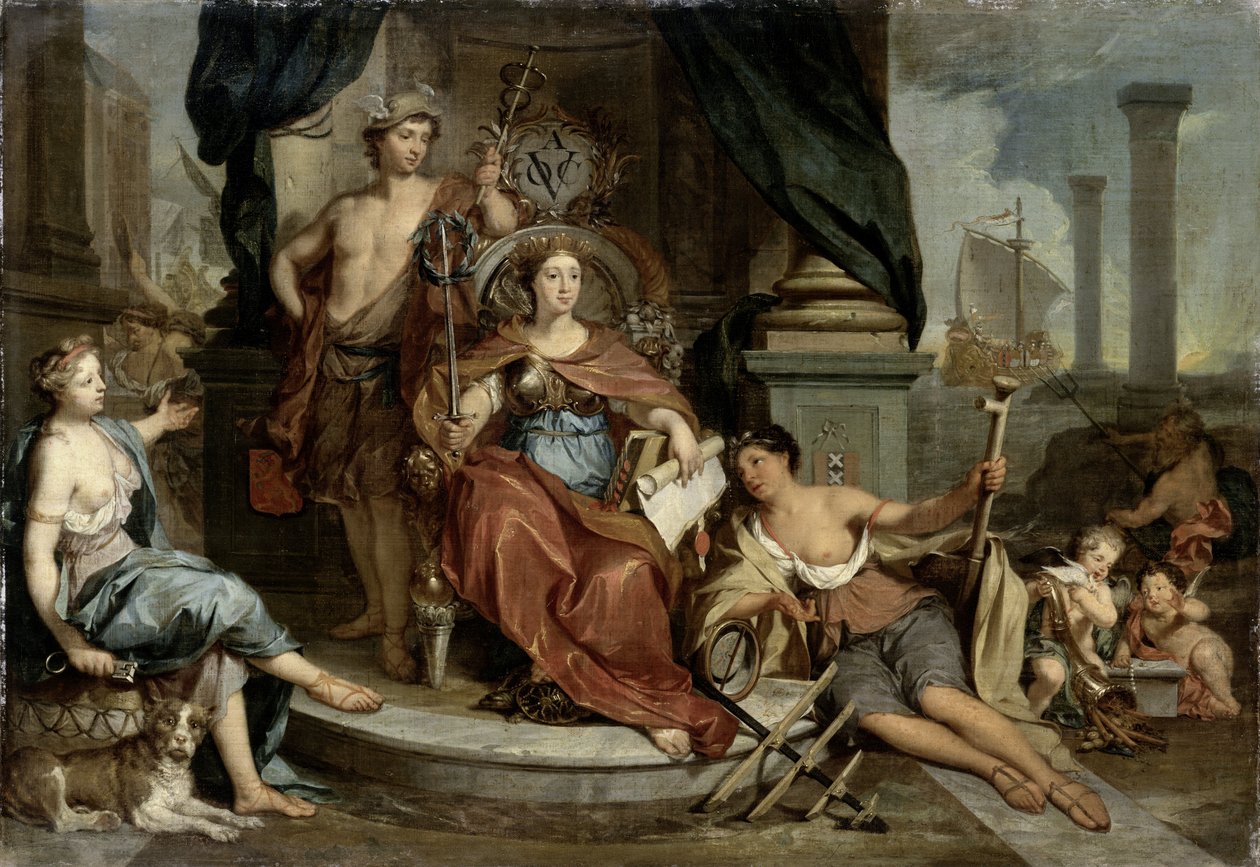 Apotheosis of the Dutch East India Company (Allegory of the Amsterdam Chamber of Commerce of the VOC), 1702-46 av Nicolaes Verkolje